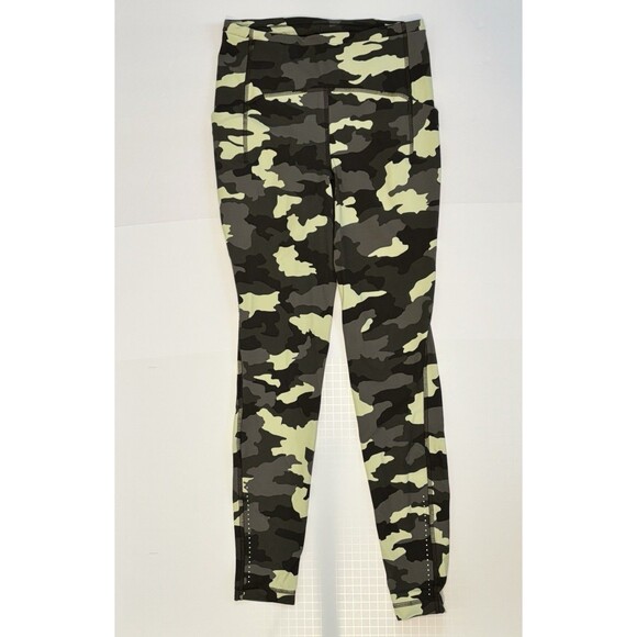 Lululemon Fast Free High-Rise Cropped Leggings Camo Green Pants Women’s Size 4 - Picture 1 of 5